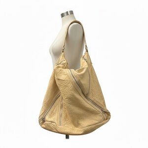 Marc by Marc Jacobs Cream Pebbled Leather Tote with Zip Accent